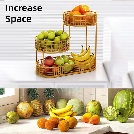 Luxury Multi-Layer Fruit Basket Snack Storage Rack Living Room Coffee Table - Gold.