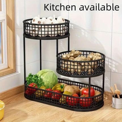 Luxury Multi-Layer Fruit Basket Snack Storage Rack Living Room Coffee Table - Gold.
