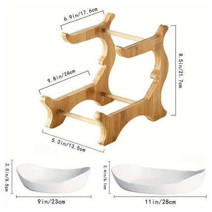Modern Multi-layer Bamboo Fruit Snack Plate Rack Creative Living Room Plate Rack - White.