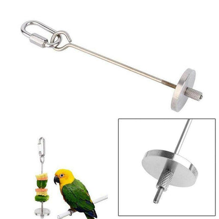 Pet Stainless Steel Bird Parrot Cage Skewer Food Meat Stick Spear Fruit Holder - 20CM.