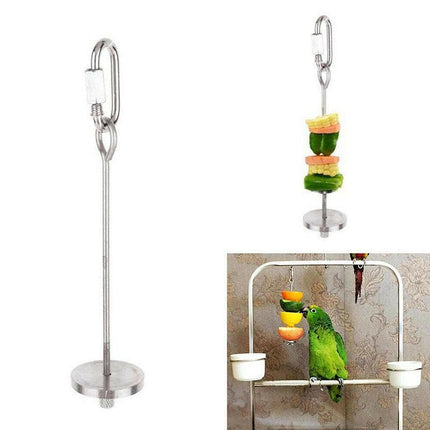 Pet Stainless Steel Bird Parrot Cage Skewer Food Meat Stick Spear Fruit Holder - 20CM.