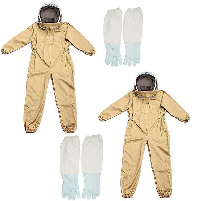 Full Beekeeping Suit Bee Suit Heavy Duty Leather Ventilated Keeping Gloves - L （with Gloves）.