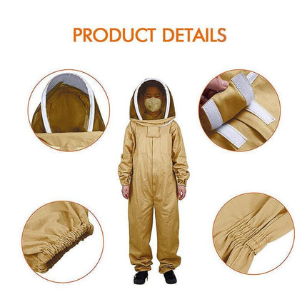 Full Beekeeping Suit Bee Suit Heavy Duty Leather Ventilated Keeping Gloves - L （with Gloves）.