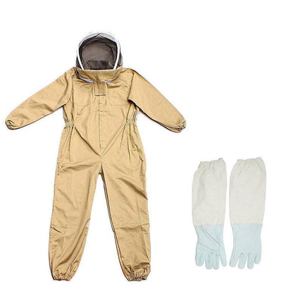 Full Beekeeping Suit Bee Suit Heavy Duty Leather Ventilated Keeping Gloves - L （with Gloves）.