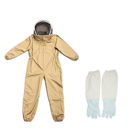 Full Beekeeping Suit Bee Suit Heavy Duty Leather Ventilated Keeping Gloves - L （with Gloves）.