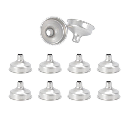 10 PCS Stainless Steel Small Funnel Set for Hip Flasks Camping Kitchen Use.