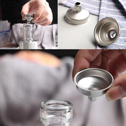 10 PCS Stainless Steel Small Funnel Set for Hip Flasks Camping Kitchen Use.