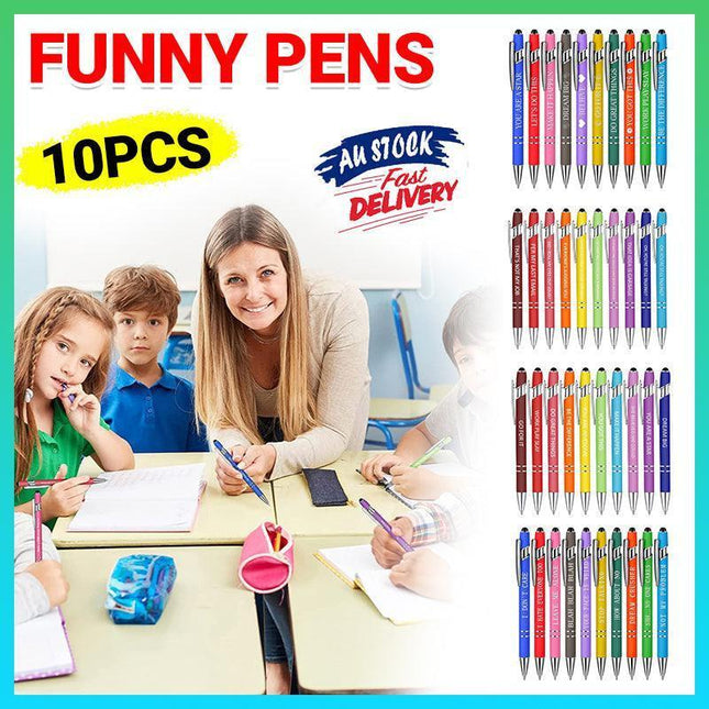 Funny Pens Swear Word Pen Set Black Ink Writing Pen Funny Office Diary Gift - Set B.