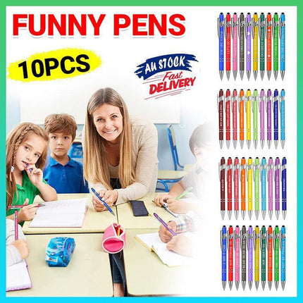 Funny Pens Swear Word Pen Set Black Ink Writing Pen Funny Office Diary Gift - Set C.
