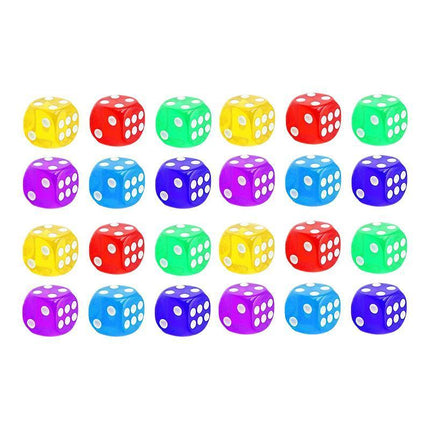 12-48PCS 6 Sided Games Dice Transparent Coloured Game Play Toy Bulk Board Game - 12PCS.