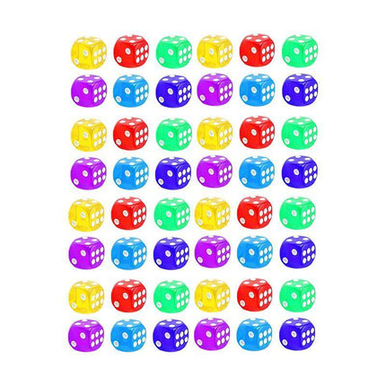 12-48PCS 6 Sided Games Dice Transparent Coloured Game Play Toy Bulk Board Game - 12PCS.