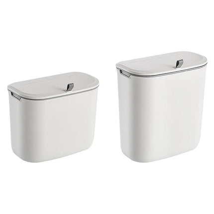 Wall Mounted Hanging Wastebasket with Sliding Lid for Kitchen and Bathroom Use - 9L.