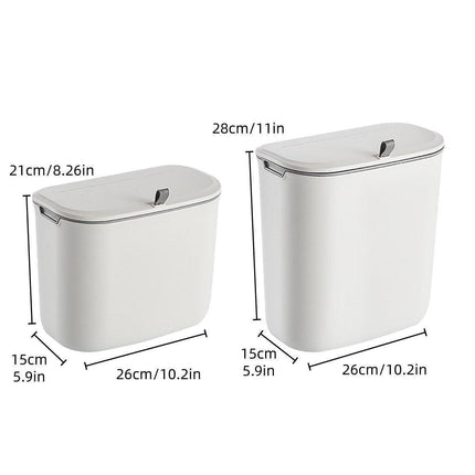 Wall Mounted Hanging Wastebasket with Sliding Lid for Kitchen and Bathroom Use - 9L.