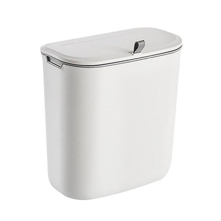 Wall Mounted Hanging Wastebasket with Sliding Lid for Kitchen and Bathroom Use - 9L.