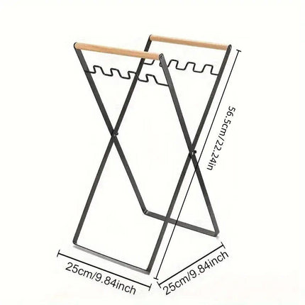 Outdoor Portable Wooden Folding Garbage Rack Picnic Barbecue Plastic Bag Holder.