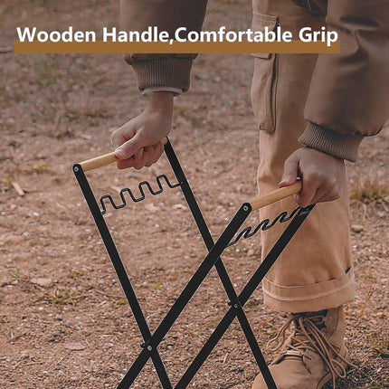 Outdoor Portable Wooden Folding Garbage Rack Picnic Barbecue Plastic Bag Holder.