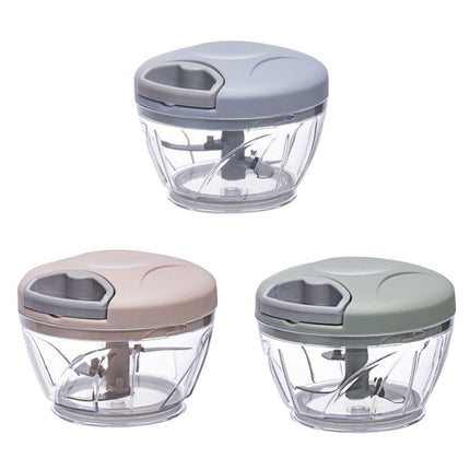 500ml Manual Meat Mincer Garlic Chopper Rotate Garlic Press Crusher Vegetable - Blue.