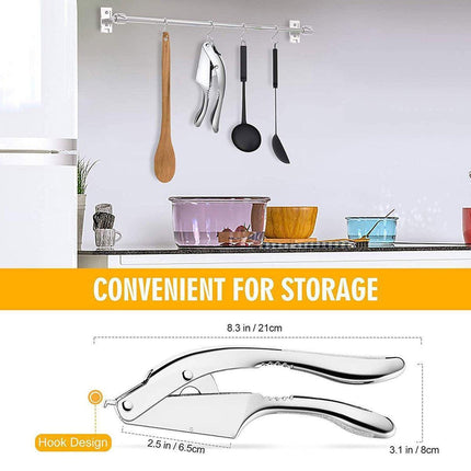 Multifunctional Garlic Press Aluminum Alloy Two-in-One Garlic Cutter Masher Tool.