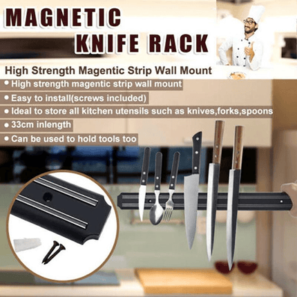 2X Magnetic Knife Rack Magnet Wall Mount Holder Strip Utensil Shelf Kitchen Tool.