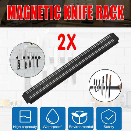 2X Magnetic Knife Rack Magnet Wall Mount Holder Strip Utensil Shelf Kitchen Tool.