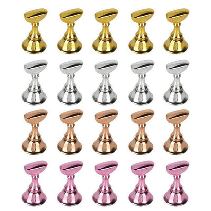 Acrylic Nail Display Stand with Snap On Tips Holders for Practice and Display - Silver.
