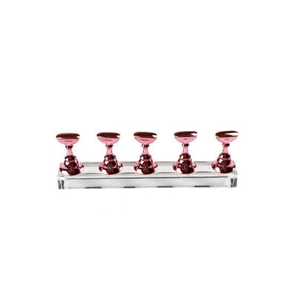 Acrylic Nail Display Stand with Snap On Tips Holders for Practice and Display - Silver.