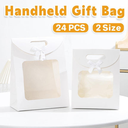 24PCS Bow Flap Tote Bag Reusable Shopping Carry Bag Gift Party Packaging Bag - 16x12x6cm.