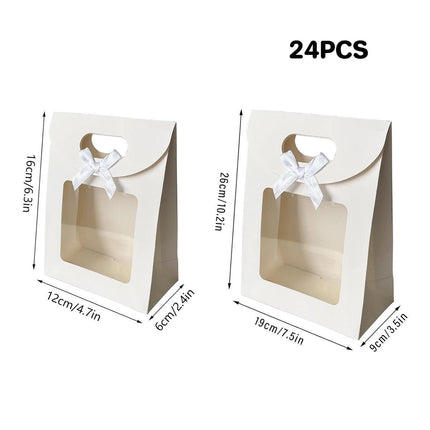 24PCS Bow Flap Tote Bag Reusable Shopping Carry Bag Gift Party Packaging Bag - 16x12x6cm.