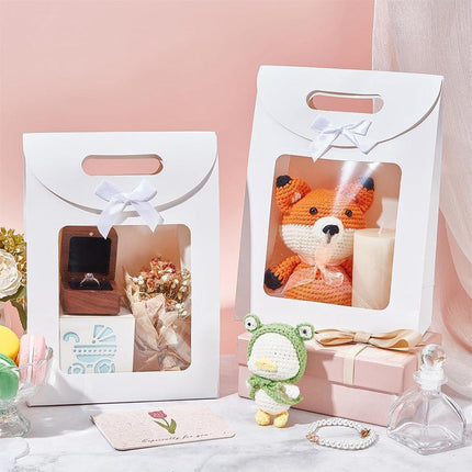 24PCS Bow Flap Tote Bag Reusable Shopping Carry Bag Gift Party Packaging Bag - 16x12x6cm.
