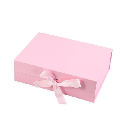 Elegant Ribbon Flip Folding Gift Boxes Multiple Colors High-Quality Cardboard - White.