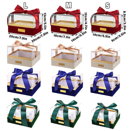 Acrylic Gift Box Clear Souvenir Display Case Bow Storage Container for Packaging - Blue - L.