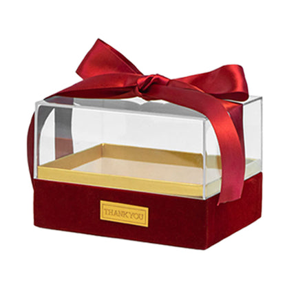 Acrylic Gift Box Clear Souvenir Display Case Bow Storage Container for Packaging - Blue - L.