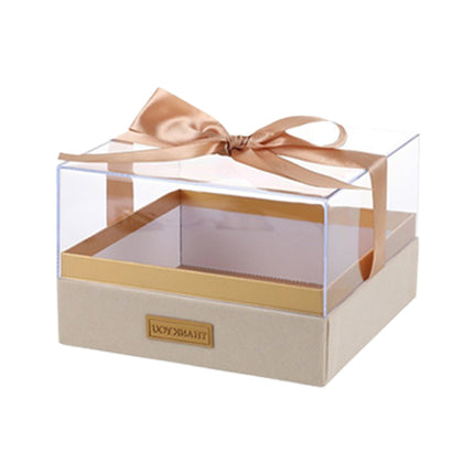 Acrylic Gift Box Clear Souvenir Display Case Bow Storage Container for Packaging - Blue - L.
