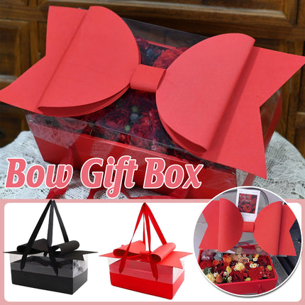 Clear Handheld Flower Gift Box Bow Fruit Flower Packaging Display Box Floral - Red.