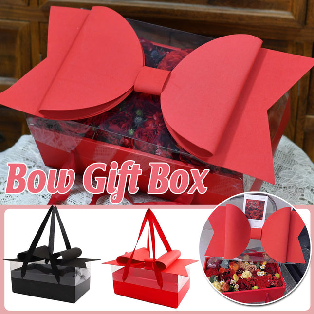 Clear Handheld Flower Gift Box Bow Fruit Flower Packaging Display Box Floral - Red.