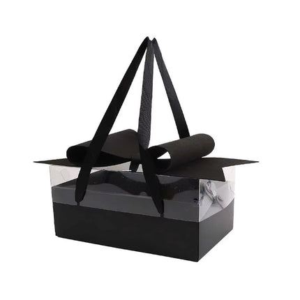 Clear Handheld Flower Gift Box Bow Fruit Flower Packaging Display Box Floral - Red.