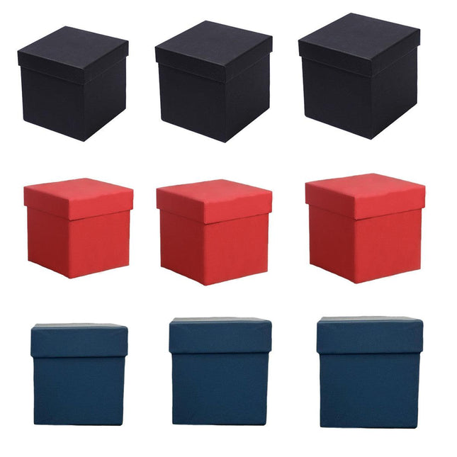 Square Gift Boxes 8pcs Empty Packaging Boxes for Favour Party Wedding Storage - Black-12x12cm.