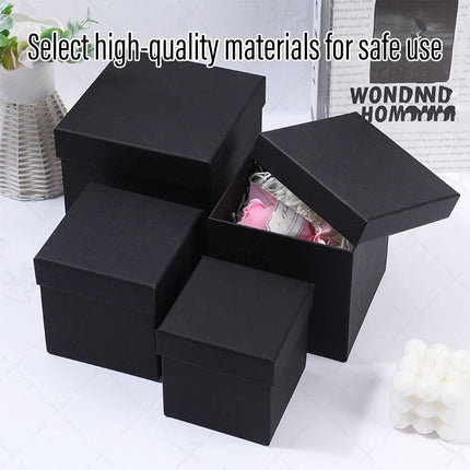 Square Gift Boxes 8pcs Empty Packaging Boxes for Favour Party Wedding Storage - Black-12x12cm.