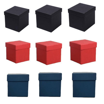 Square Gift Boxes 8pcs Empty Packaging Boxes for Favour Party Wedding Storage - Black-20x16.5cm.