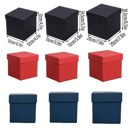 Square Gift Boxes 8pcs Empty Packaging Boxes for Favour Party Wedding Storage - Black-20x16.5cm.