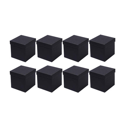 Square Gift Boxes 8pcs Empty Packaging Boxes for Favour Party Wedding Storage - Black-20x16.5cm.