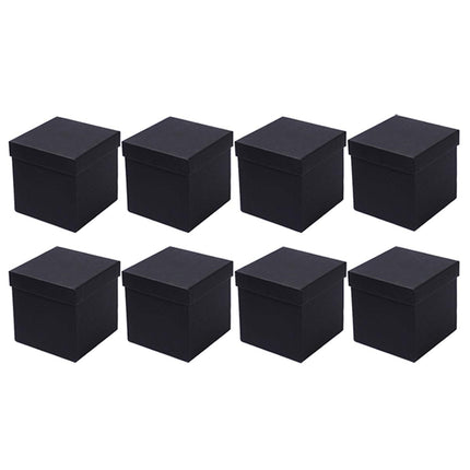 Square Gift Boxes 8pcs Empty Packaging Boxes for Favour Party Wedding Storage - Black-20x16.5cm.