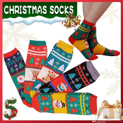 Christmas Socks Santa Reindeer Snowman Pattern Xmas Party Gift Stockings - Deer.