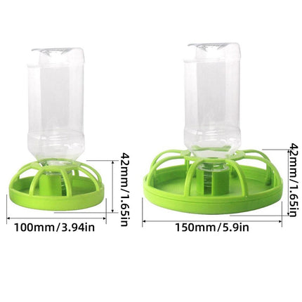 Reptile Water Bowl with Bottle for Lizard Gecko Snake Inverted Bottle Dispenser - Green Lotus Leaf.