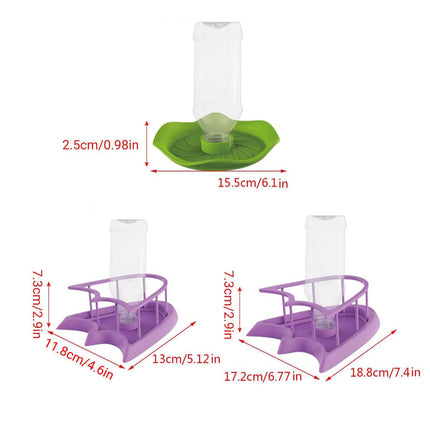Reptile Water Bowl with Bottle for Lizard Gecko Snake Inverted Bottle Dispenser - Purple Platform S.