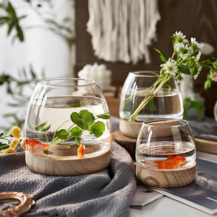 Japanese Style Small Glass Vases Fish Tank for Elegant Home Decor - L.