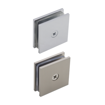 Shower Glass Clip Single Hole Square Bracket Partition Bathroom Accessories - Chrome.