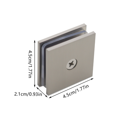 Shower Glass Clip Single Hole Square Bracket Partition Bathroom Accessories - Chrome.