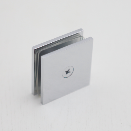 Shower Glass Clip Single Hole Square Bracket Partition Bathroom Accessories - Chrome.