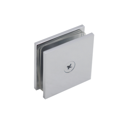 Shower Glass Clip Single Hole Square Bracket Partition Bathroom Accessories - Chrome.